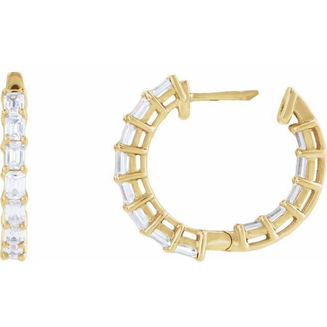 14K 3 CTW Lab-Grown Diamond Inside-Outside Hoop Earrings