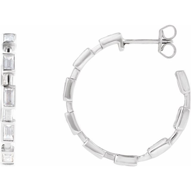 14K 1 1/4 CTW Lab-Grown Diamond Hoop Earrings