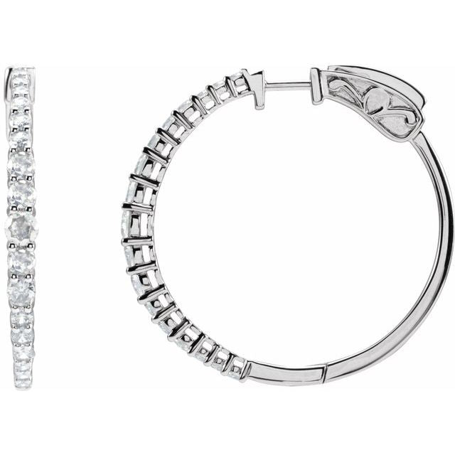 14K 1 1/3 CTW Natural Diamond Hoop Earrings