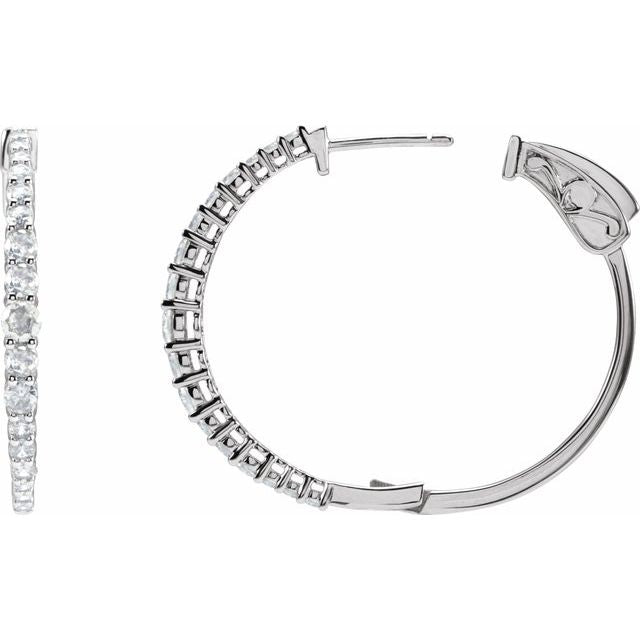 14K 1 1/3 CTW Natural Diamond Hoop Earrings