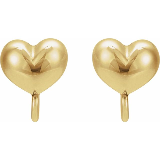 14K Domed Heart Earring Top