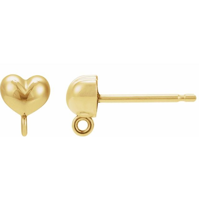 14K Domed Heart Earring Top