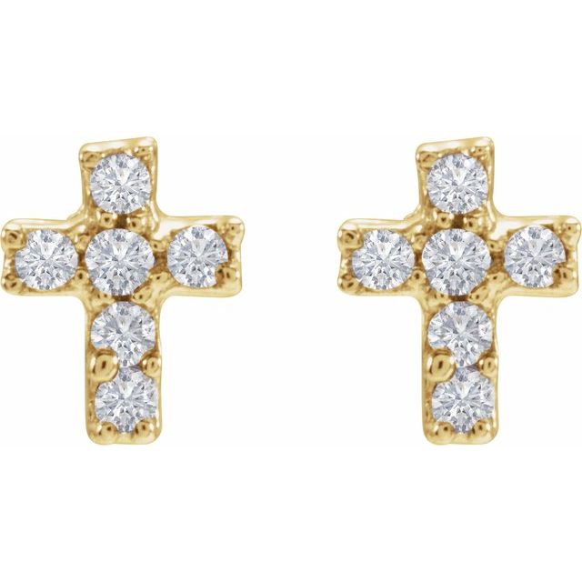 14K .02 CTW Natural Diamond Cross Inverness® Piercing Stud Earrings