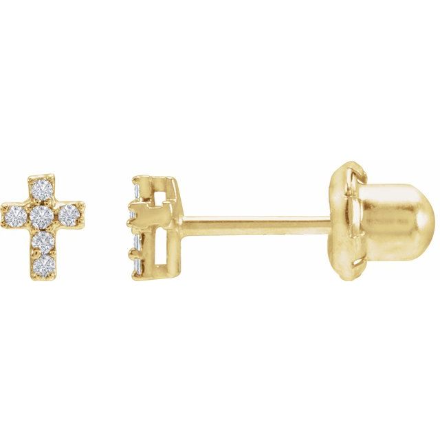14K .02 CTW Natural Diamond Cross Inverness® Piercing Stud Earrings