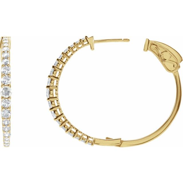 14K 1 1/3 CTW Lab-Grown Diamond Hoop Earrings
