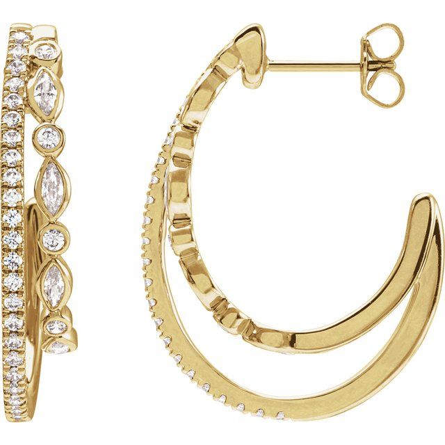 14K 1 1/5 CTW Lab-Grown Diamond Hoop Earrings