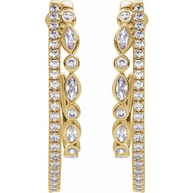 14K 1 1/5 CTW Lab-Grown Diamond Hoop Earrings