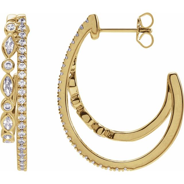 14K 1 1/5 CTW Lab-Grown Diamond Hoop Earrings