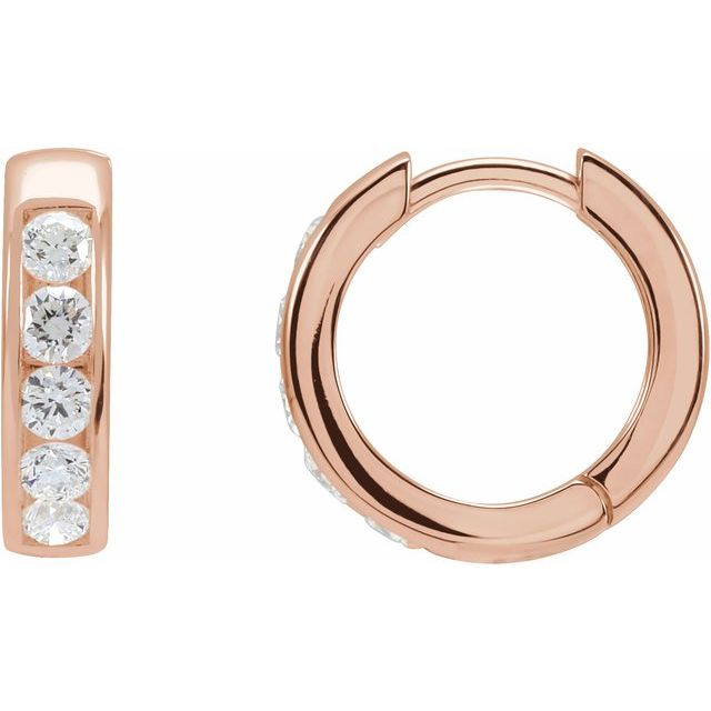 14K 5/8 CTW Lab-Grown Diamond Hinged Hoop Earrings