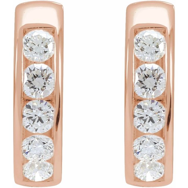 14K 5/8 CTW Lab-Grown Diamond Hinged Hoop Earrings