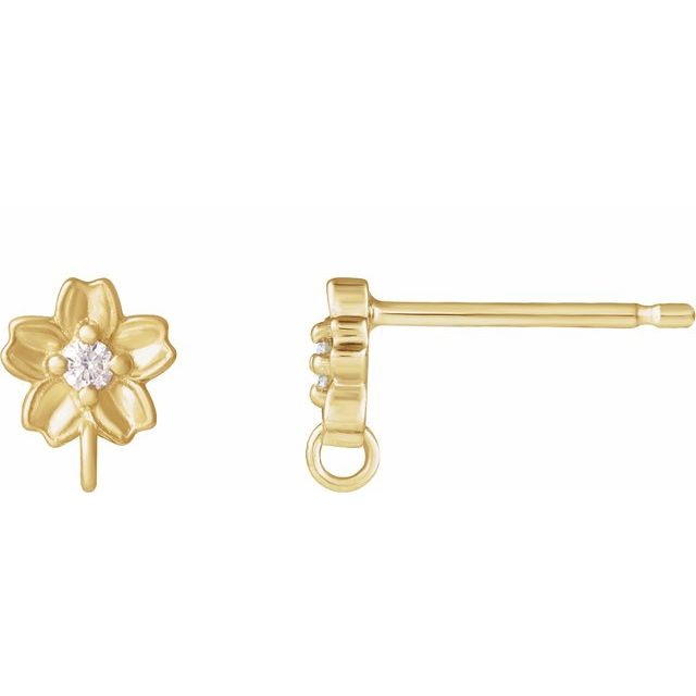 14K .02 CT Lab-Grown Diamond Floral Earring Top