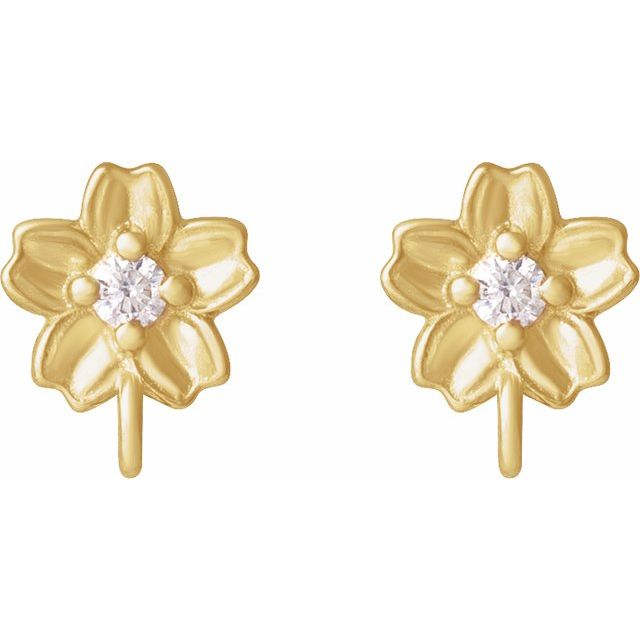 14K .02 CT Lab-Grown Diamond Floral Earring Top