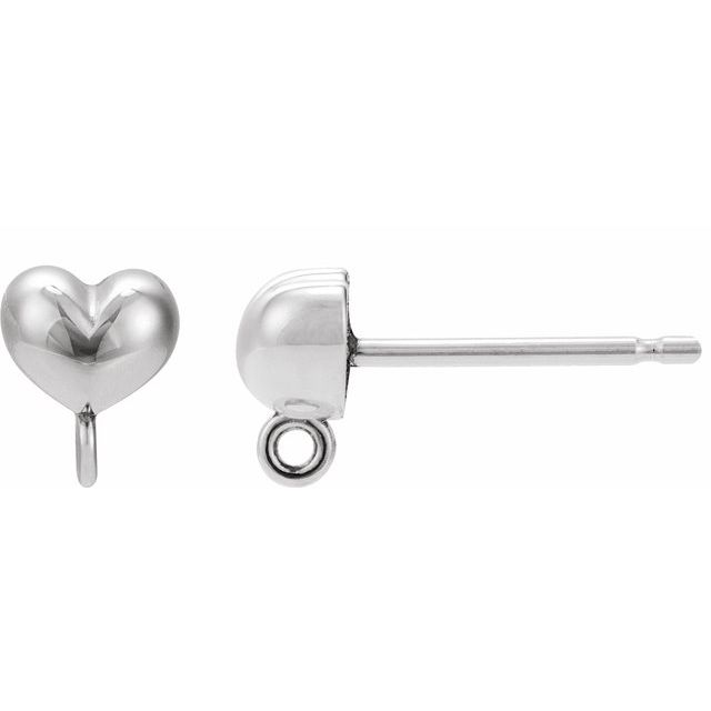 Sterling Silver Domed Heart Earring Top
