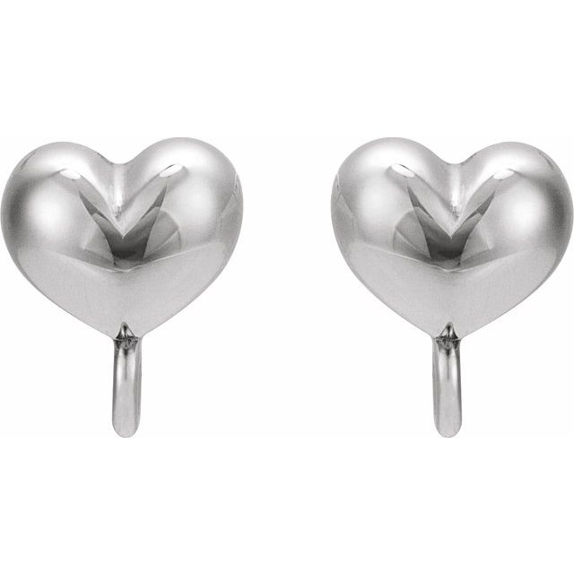 Sterling Silver Domed Heart Earring Top