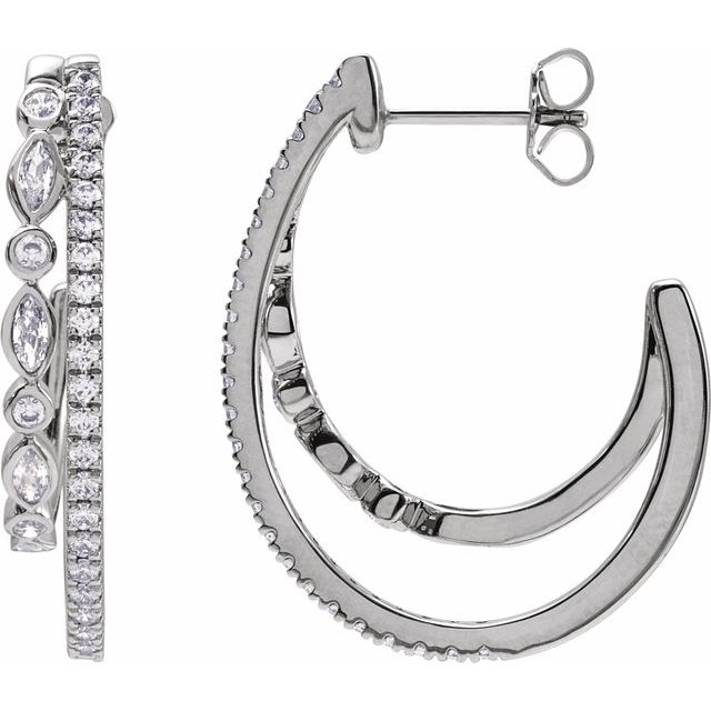 14K 1 1/5 CTW Lab-Grown Diamond Hoop Earrings