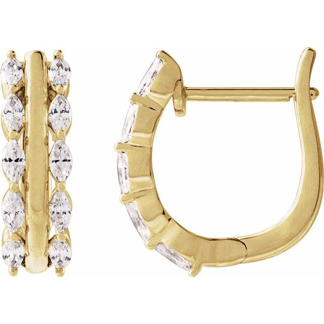 14K 5/8 CTW Natural Diamond Hinged Hoop Earrings