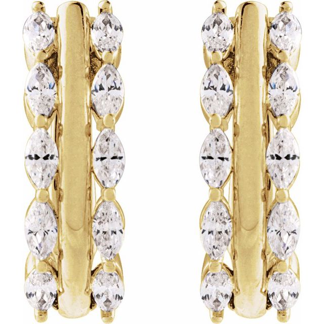 14K 5/8 CTW Natural Diamond Hinged Hoop Earrings