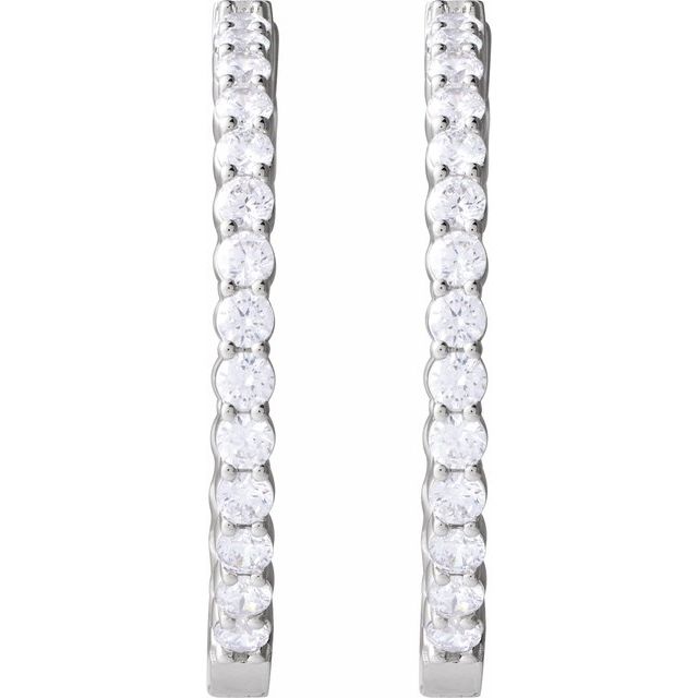 14K 5 CTW Natural Diamond Inside-Outside Hinged Hoop Earrings