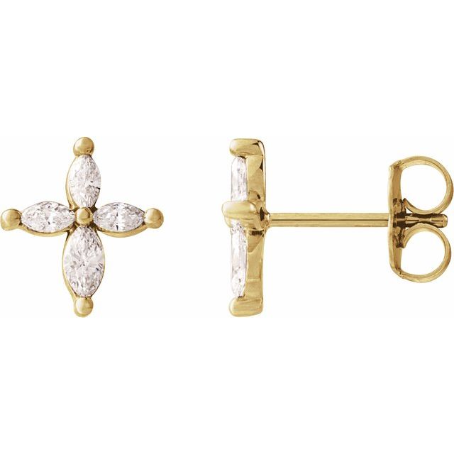 14K 1/3 CTW Natural Diamond Cross Earrings
