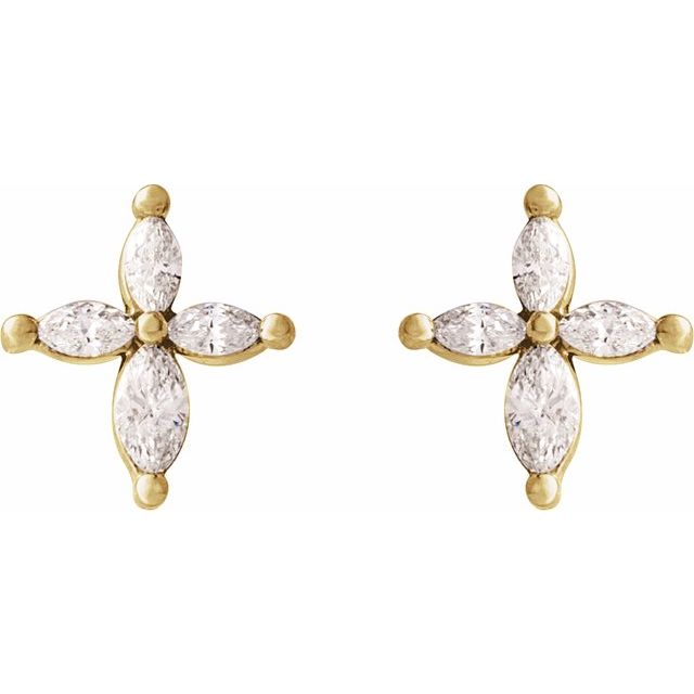 14K 1/3 CTW Natural Diamond Cross Earrings