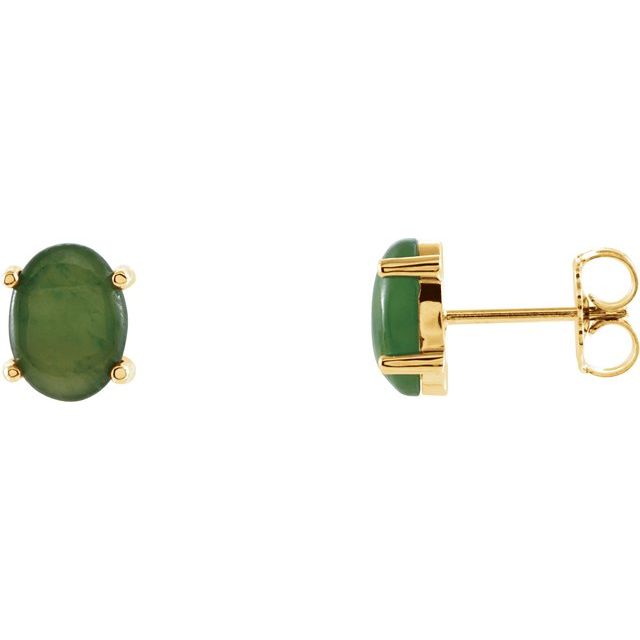 14K Natural Nephrite Jade Earrings