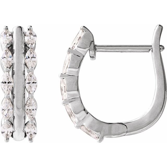 14K 5/8 CTW Natural Diamond Hinged Hoop Earrings