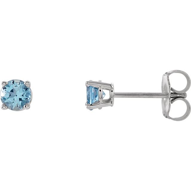 14K Natural Aquamarine Stud Earrings