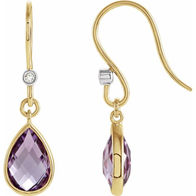 14K / Natural Amethyst & .02 CTW Natural Diamond Earrings