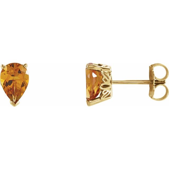 14K Pear Natural Citrine Earrings