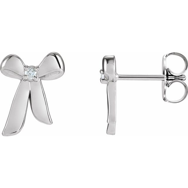 14K .03 CTW Natural Diamond Bow Earrings