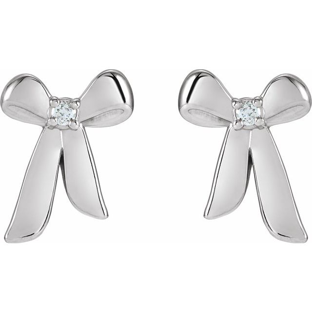 14K .03 CTW Natural Diamond Bow Earrings