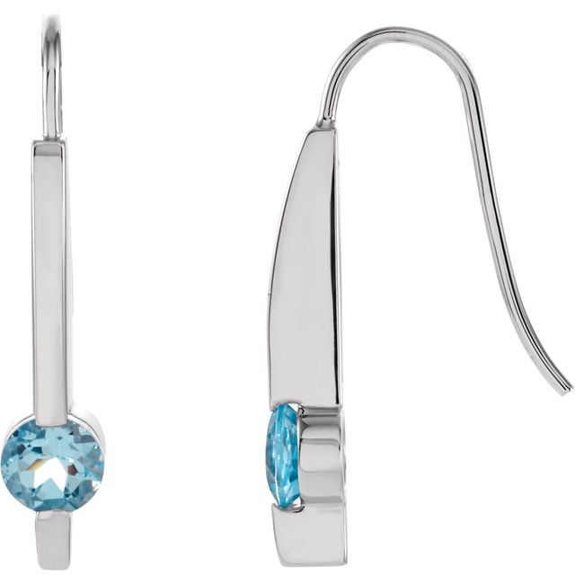 14K Natural Aquamarine Bar Earrings
