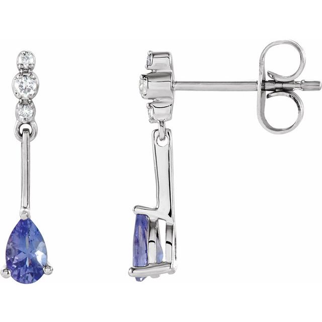 14K Natural Tanzanite & .05 CTW Natural Diamond Earrings