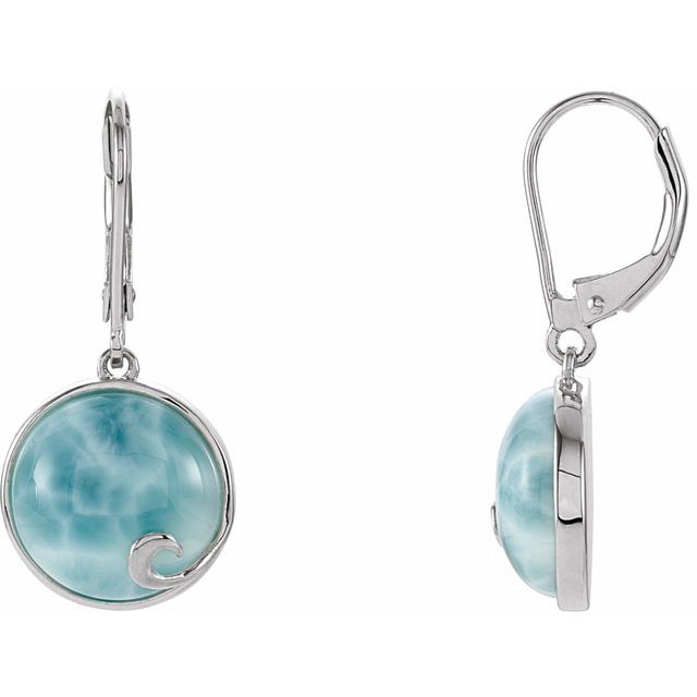 Sterling Silver Natural Larimar Earrings