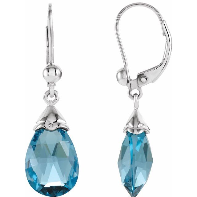 14K Natural Swiss Blue Topaz Earrings