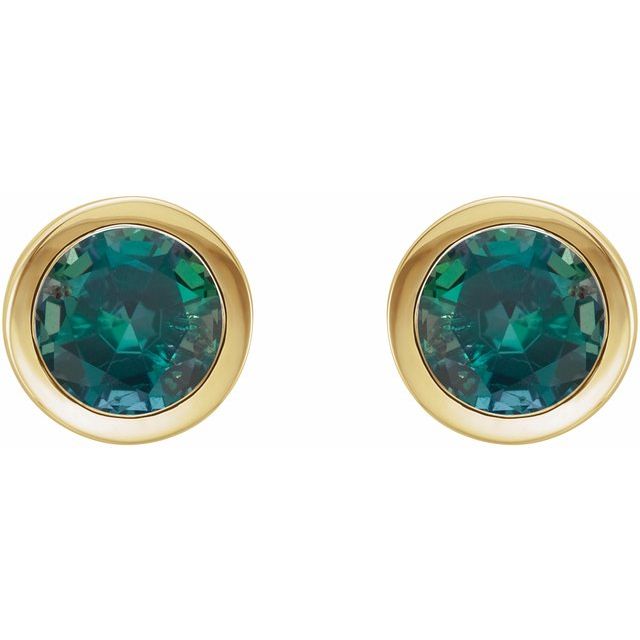 14K Lab-Grown Alexandrite Bezel-Set Earrings