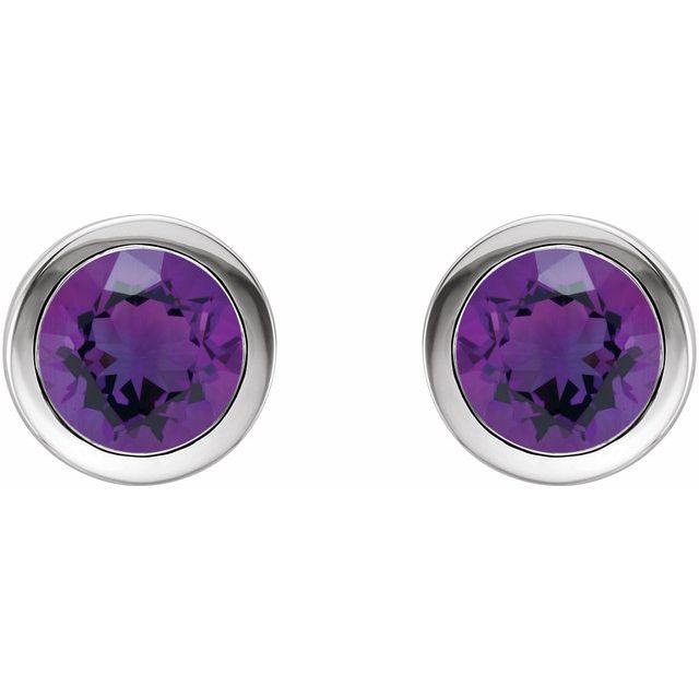 Natural Amethyst Bezel-Set Earrings
