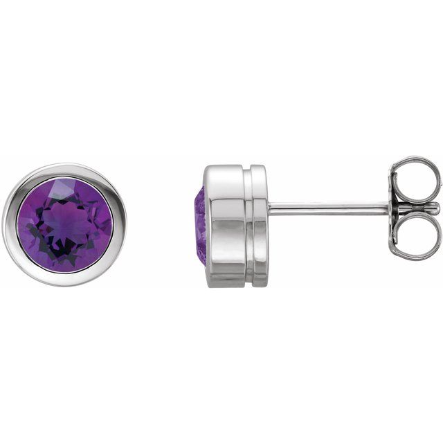 Natural Amethyst Bezel-Set Earrings