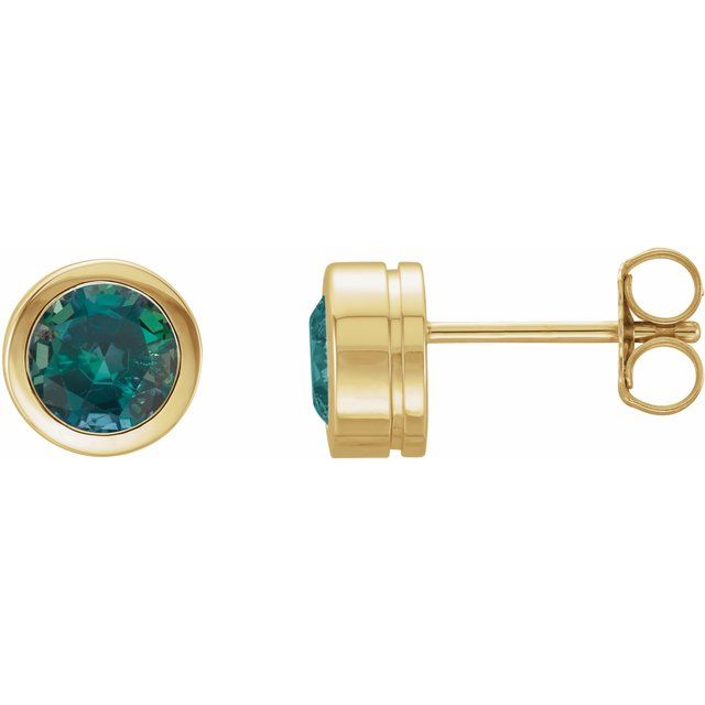 14K Lab-Grown Alexandrite Bezel-Set Earrings