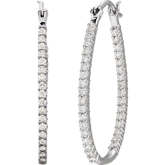1 CTW Natural Diamond Inside-Outside Hoop Earrings