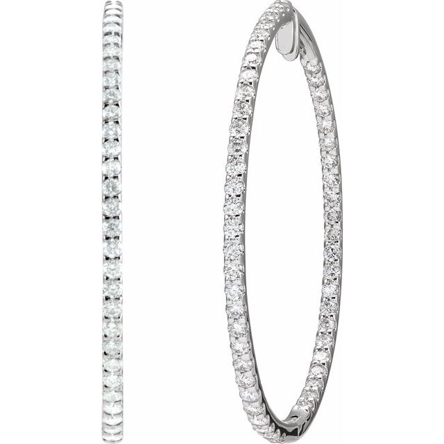 14K 5 CTW Natural Diamond Inside-Outside Hoop Earrings