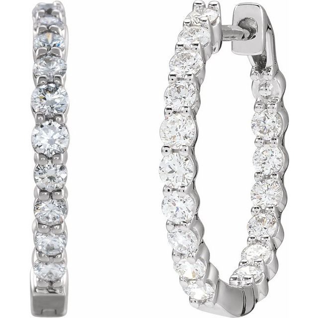 14K 1 CTW Lab-Grown Diamond Inside-Outside Hinged Hoop Earrings