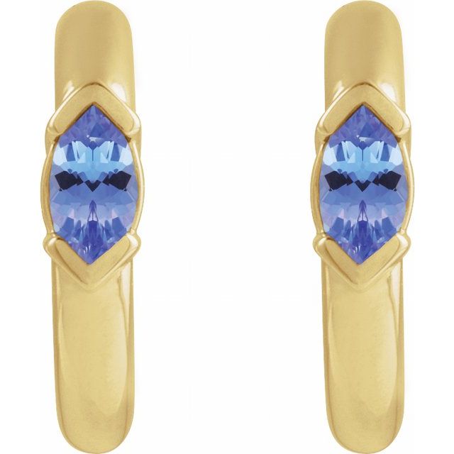 14K Natural Tanzanite Hoop Earrings