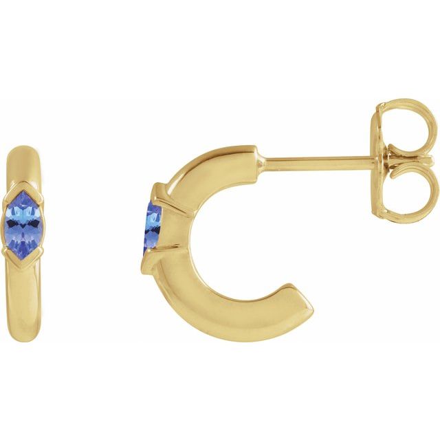 14K Natural Tanzanite Hoop Earrings