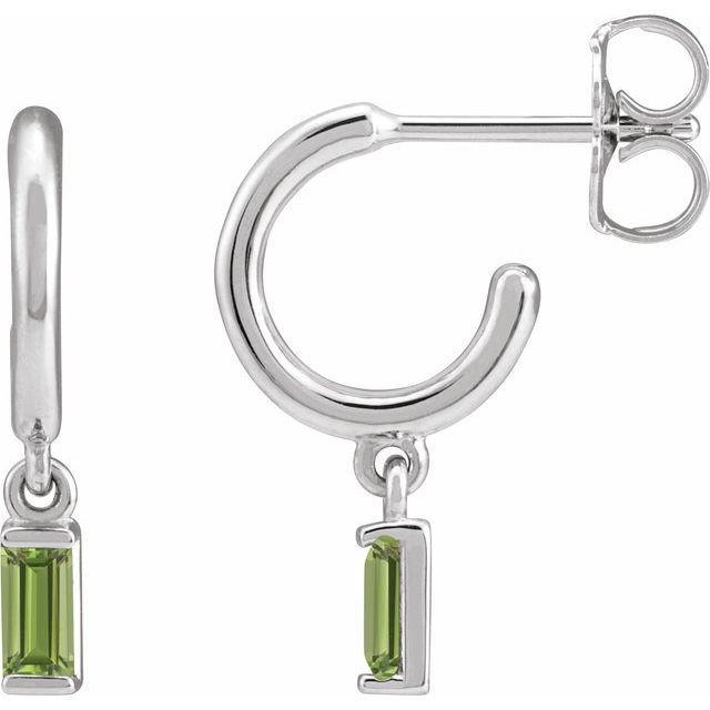 14K Natural Peridot Hoop Earrings