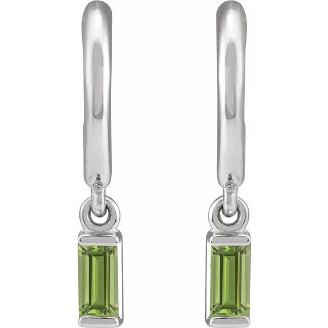 14K Natural Peridot Hoop Earrings