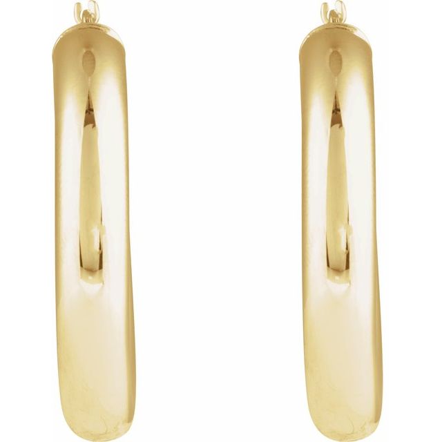 14K Round Tube Hoop Earrings