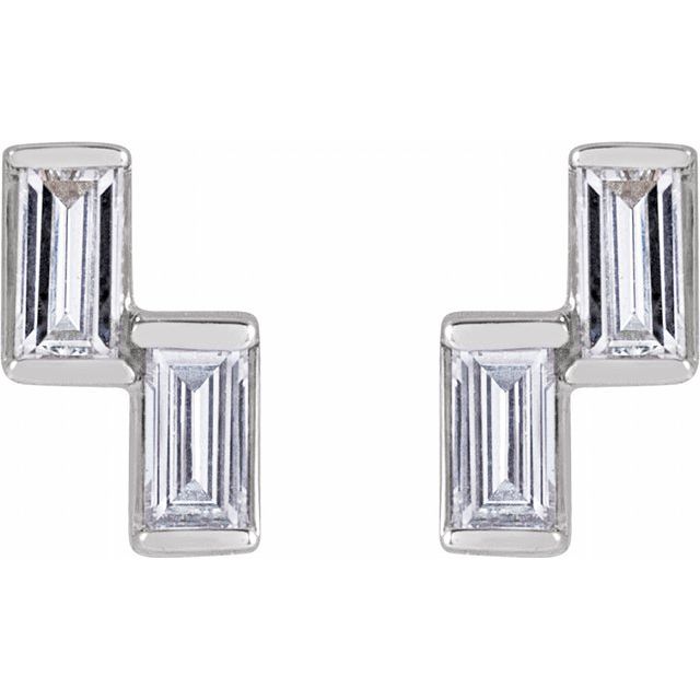 14K 1/4 CTW Natural Diamond Two-Stone Stud Earrings