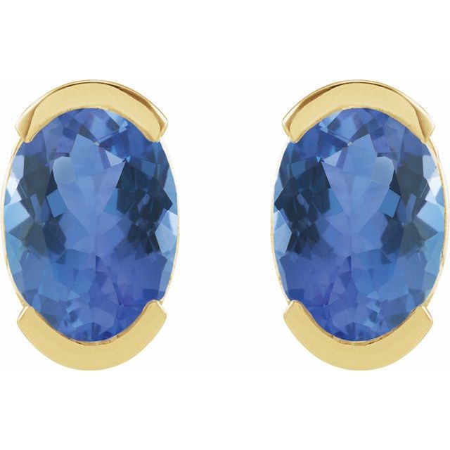 14K Natural Tanzanite Stud Earrings