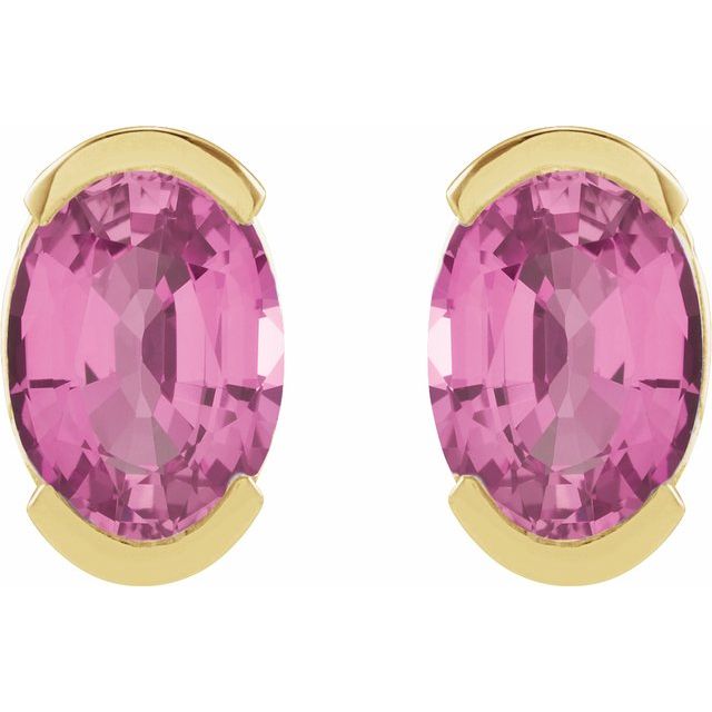 14K Lab-Grown Pink Sapphire Stud Earrings